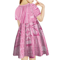 Pasifika Women's Day - Samoa Siapo Malu Tattoo Inspired Kid Short Sleeve Dress Pink
