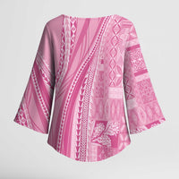 Pasifika Women's Day - Samoa Siapo Malu Tattoo Inspired Kimono Sleeve Blouse Pink