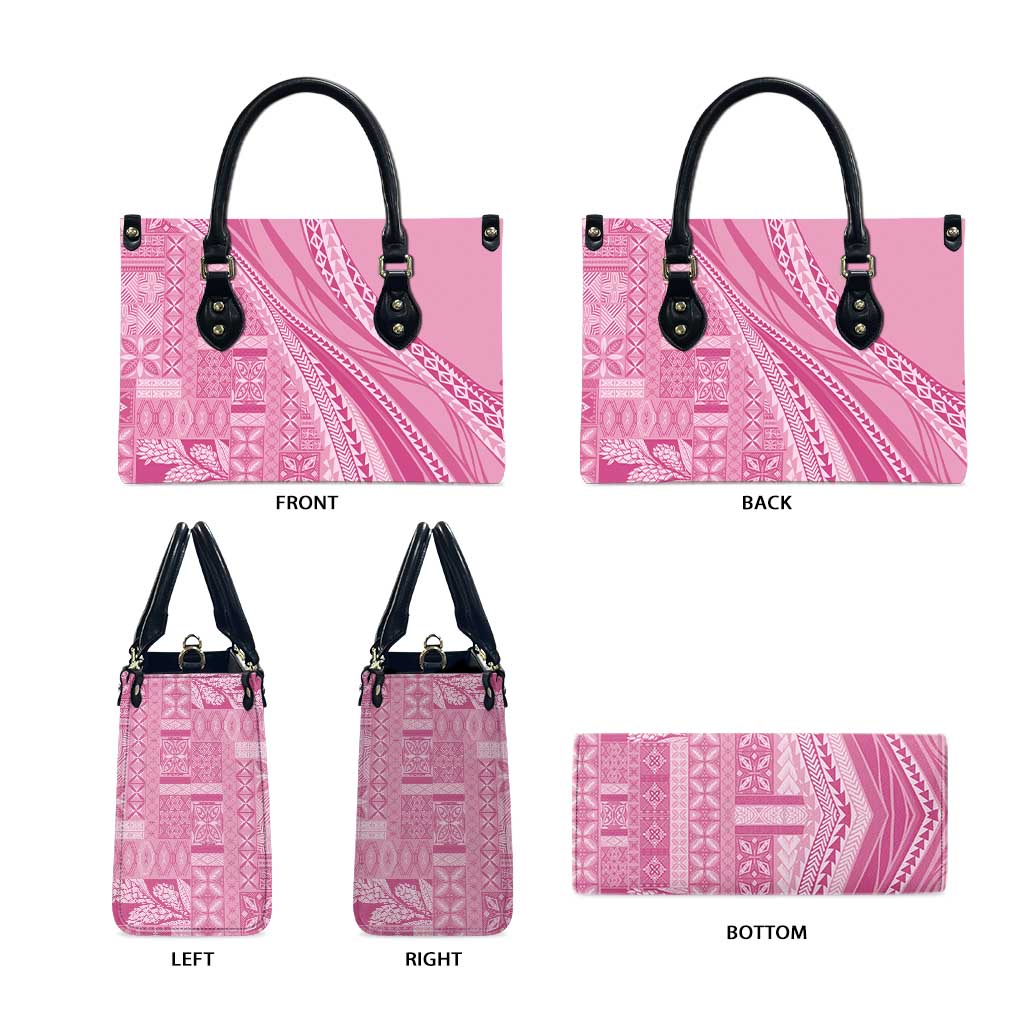 Pasifika Women's Day - Samoa Siapo Malu Tattoo Inspired Leather Bag Pink
