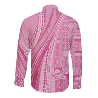 Pasifika Women's Day - Samoa Siapo Malu Tattoo Inspired Long Sleeve Button Shirt Pink