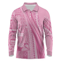 Pasifika Women's Day - Samoa Siapo Malu Tattoo Inspired Long Sleeve Polo Shirt Pink