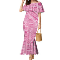 Pasifika Women's Day - Samoa Siapo Malu Tattoo Inspired Mermaid Dress Pink