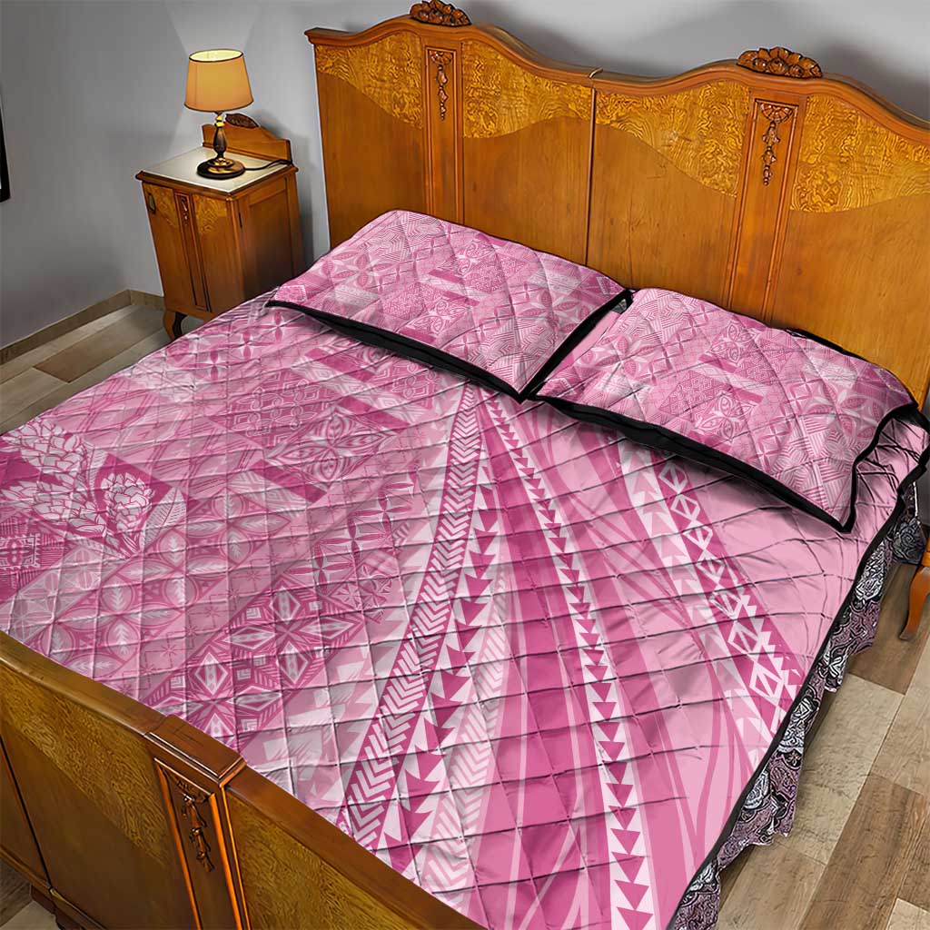 Pasifika Women's Day - Samoa Siapo Malu Tattoo Inspired Quilt Bed Set Pink