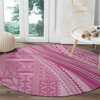 Pasifika Women's Day - Samoa Siapo Malu Tattoo Inspired Round Carpet Pink