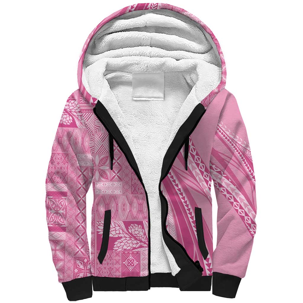 Pasifika Women's Day - Samoa Siapo Malu Tattoo Inspired Sherpa Hoodie Pink