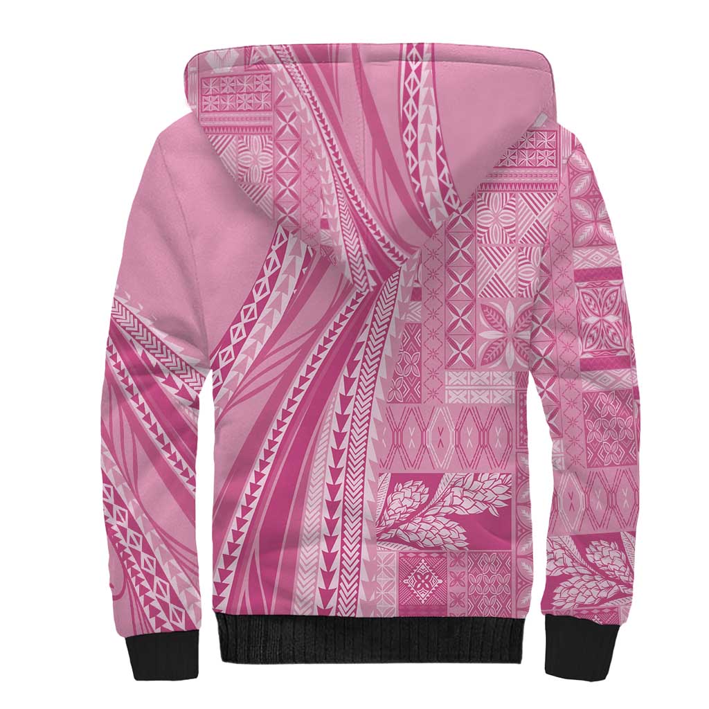 Pasifika Women's Day - Samoa Siapo Malu Tattoo Inspired Sherpa Hoodie Pink