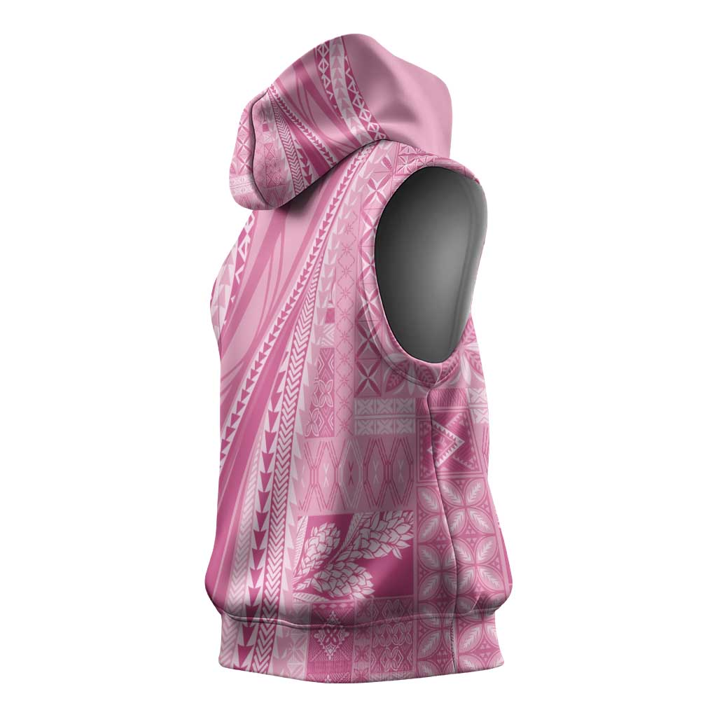 Pasifika Women's Day - Samoa Siapo Malu Tattoo Inspired Sleeveless Hoodie Pink