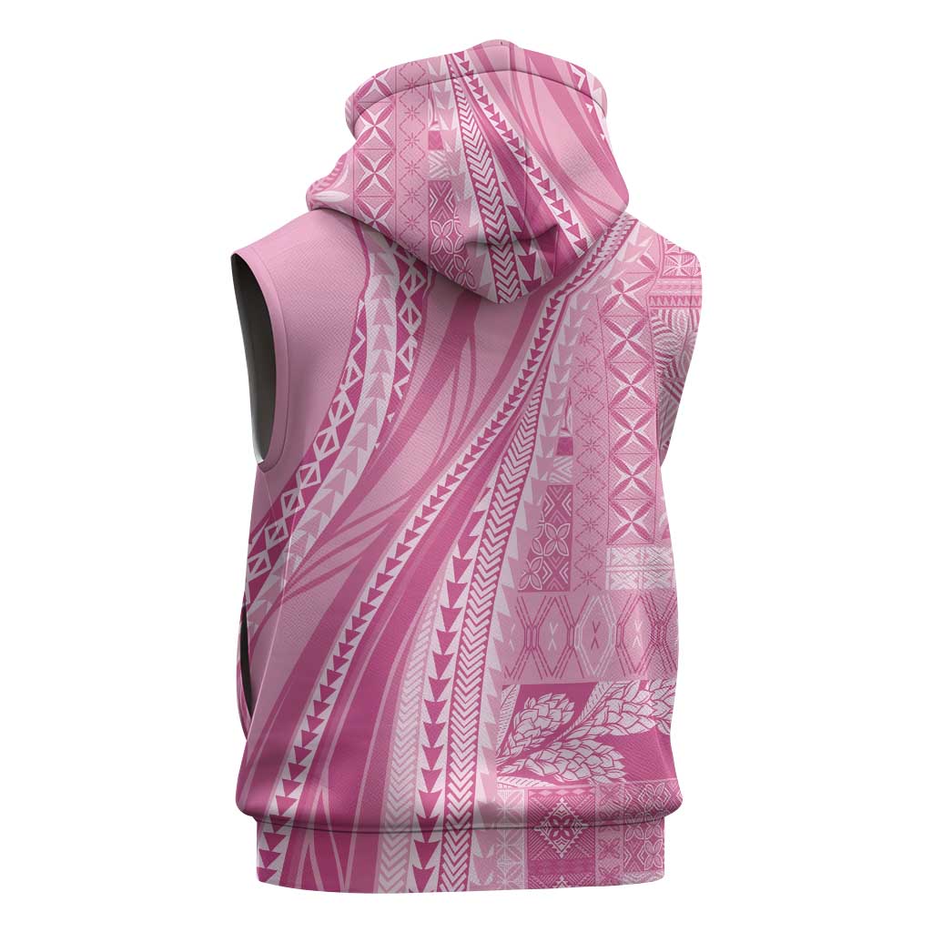 Pasifika Women's Day - Samoa Siapo Malu Tattoo Inspired Sleeveless Zip Hoodie Pink