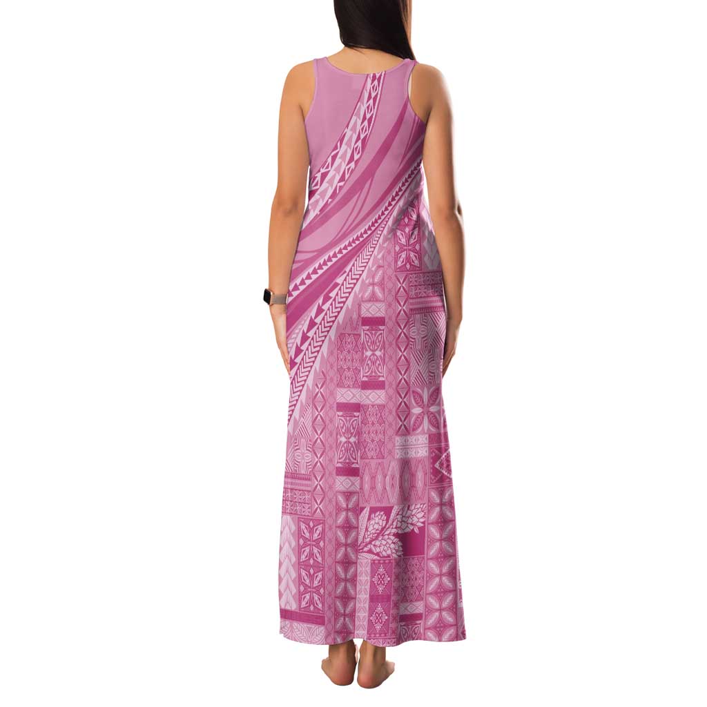 Pasifika Women's Day - Samoa Siapo Malu Tattoo Inspired Tank Maxi Dress Pink
