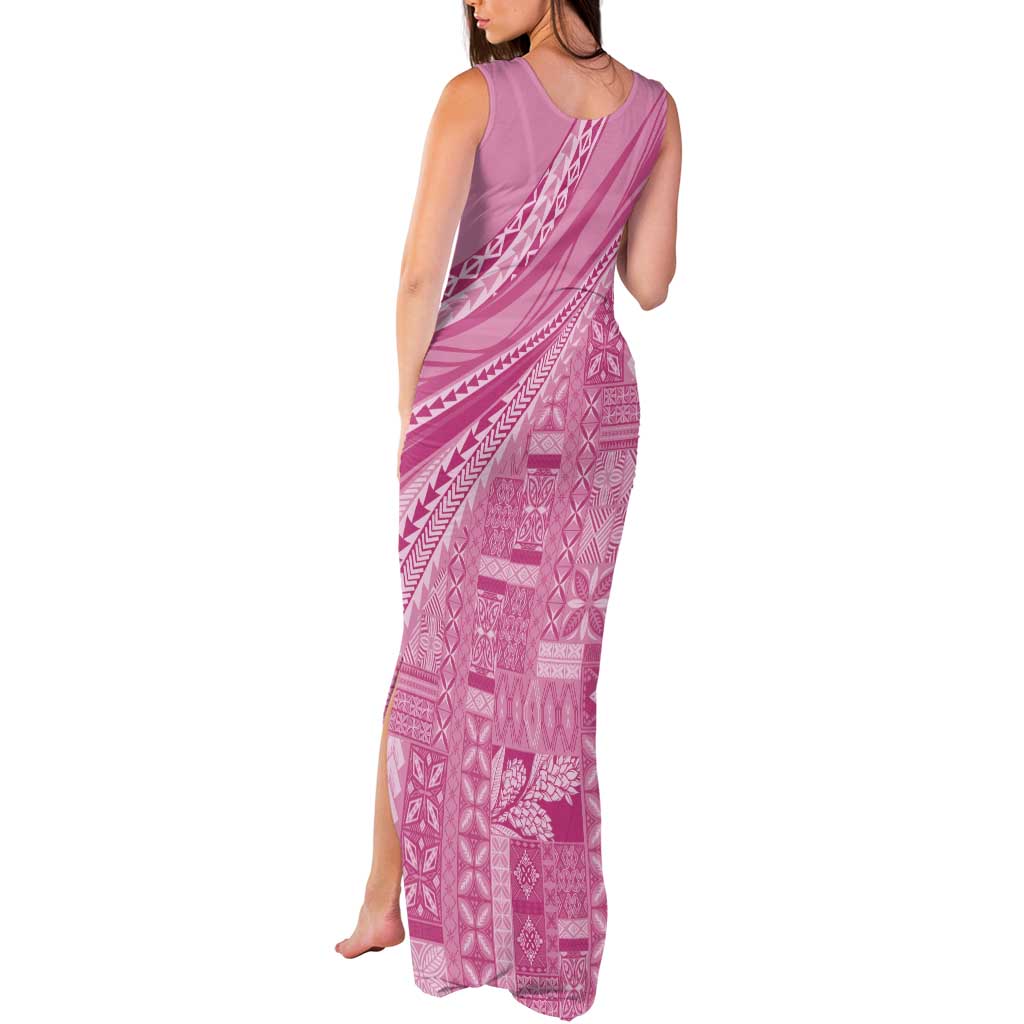 Pasifika Women's Day - Samoa Siapo Malu Tattoo Inspired Tank Maxi Dress Pink