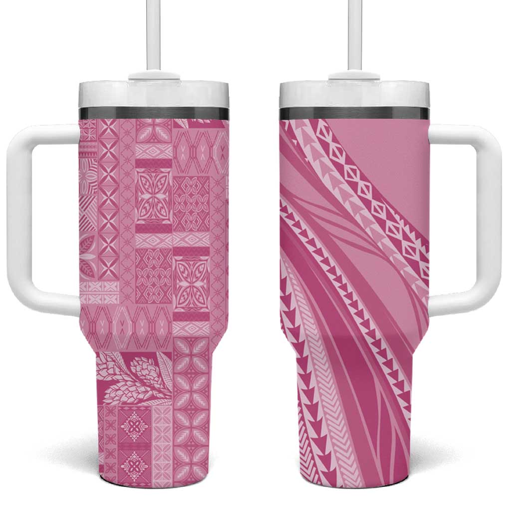 Pasifika Women's Day - Samoa Siapo Malu Tattoo Inspired Tumbler With Handle Pink