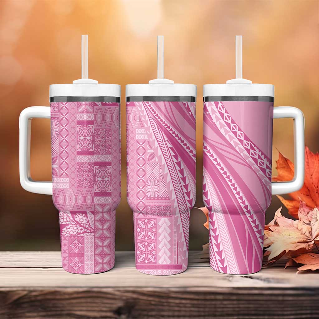 Pasifika Women's Day - Samoa Siapo Malu Tattoo Inspired Tumbler With Handle Pink
