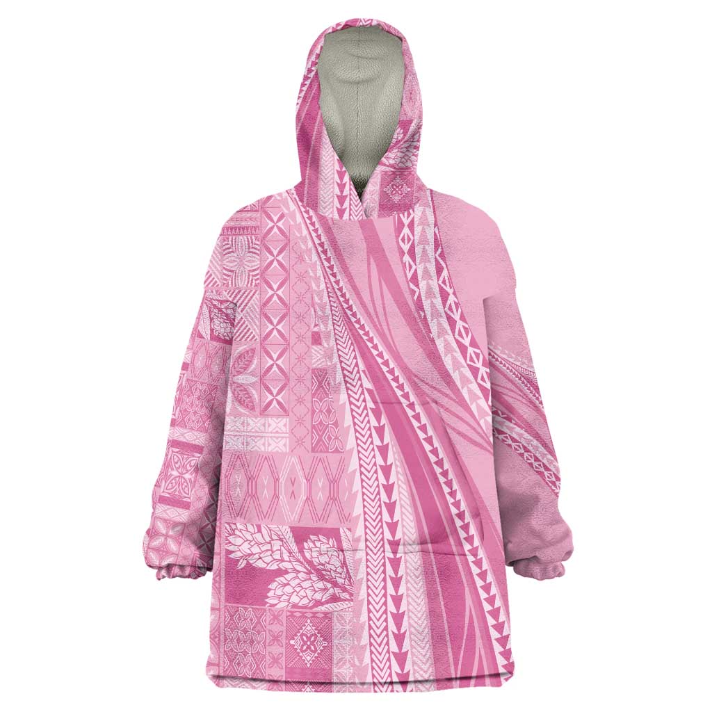 Pasifika Women's Day - Samoa Siapo Malu Tattoo Inspired Wearable Blanket Hoodie Pink