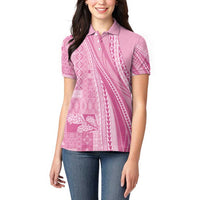 Pasifika Women's Day - Samoa Siapo Malu Tattoo Inspired Women Polo Shirt Pink