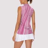 Pasifika Women's Day - Samoa Siapo Malu Tattoo Inspired Women Sleeveless Polo Shirt Pink