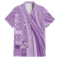 Pasifika Women's Day - Samoa Siapo Malu Tattoo Inspired Family Matching Mermaid Dress and Hawaiian Shirt Lavender LT7 Dad's Shirt - Short Sleeve Lavender - Polynesian Pride