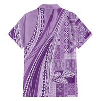 Pasifika Women's Day - Samoa Siapo Malu Tattoo Inspired Family Matching Off Shoulder Maxi Dress and Hawaiian Shirt Lavender LT7 - Polynesian Pride
