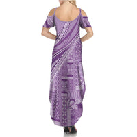 Pasifika Women's Day - Samoa Siapo Malu Tattoo Inspired Family Matching Summer Maxi Dress and Hawaiian Shirt Lavender LT7 - Polynesian Pride