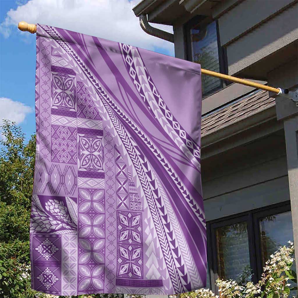 Pasifika Women's Day - Samoa Siapo Malu Tattoo Inspired Garden Flag Lavender