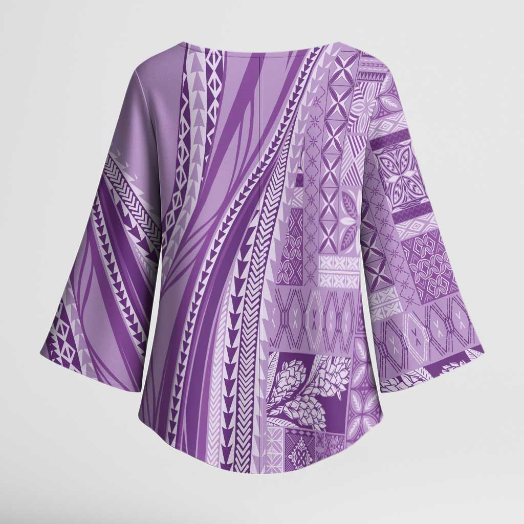 Pasifika Women's Day - Samoa Siapo Malu Tattoo Inspired Kimono Sleeve Blouse Lavender