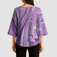 Pasifika Women's Day - Samoa Siapo Malu Tattoo Inspired Kimono Sleeve Blouse Lavender