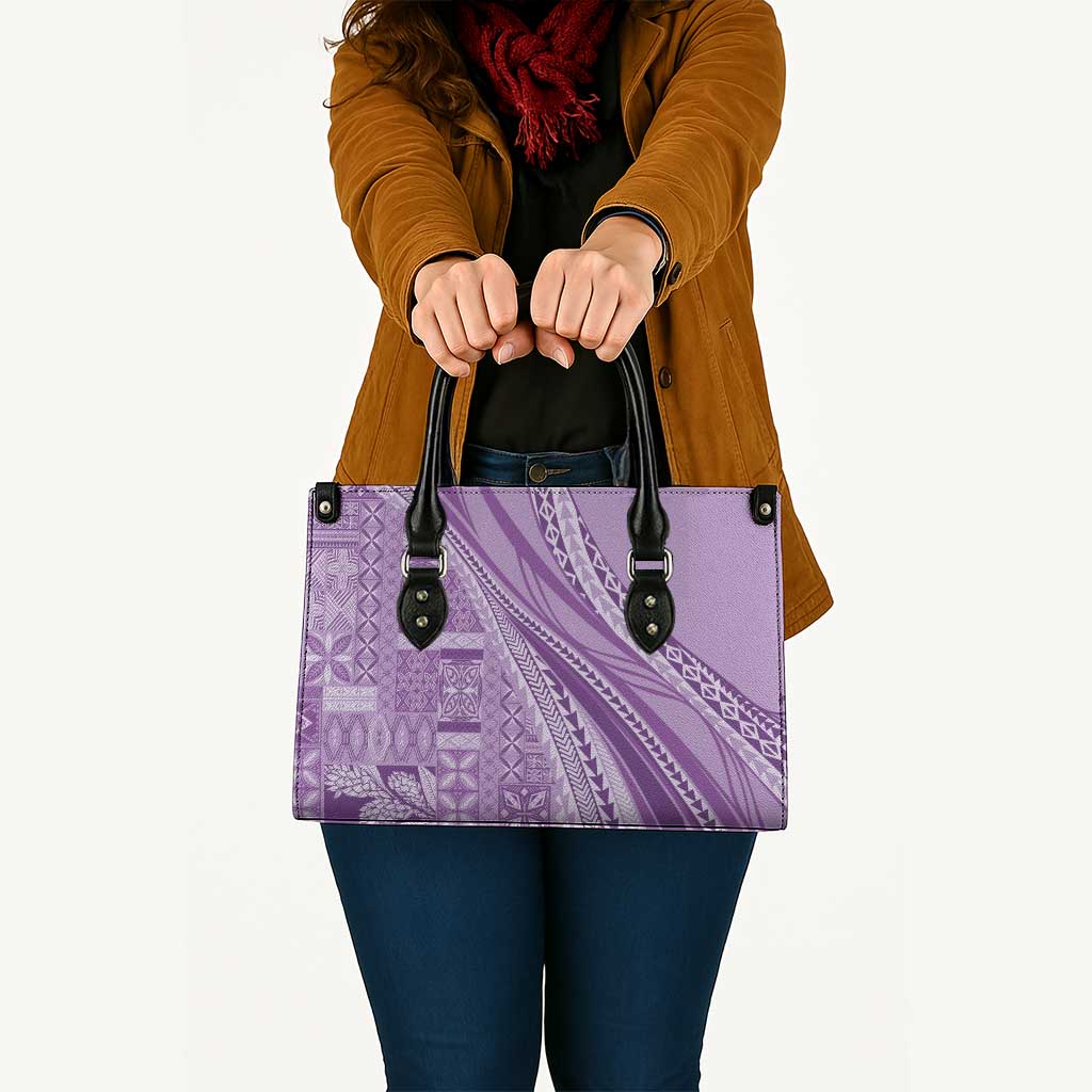 Pasifika Women's Day - Samoa Siapo Malu Tattoo Inspired Leather Bag Lavender