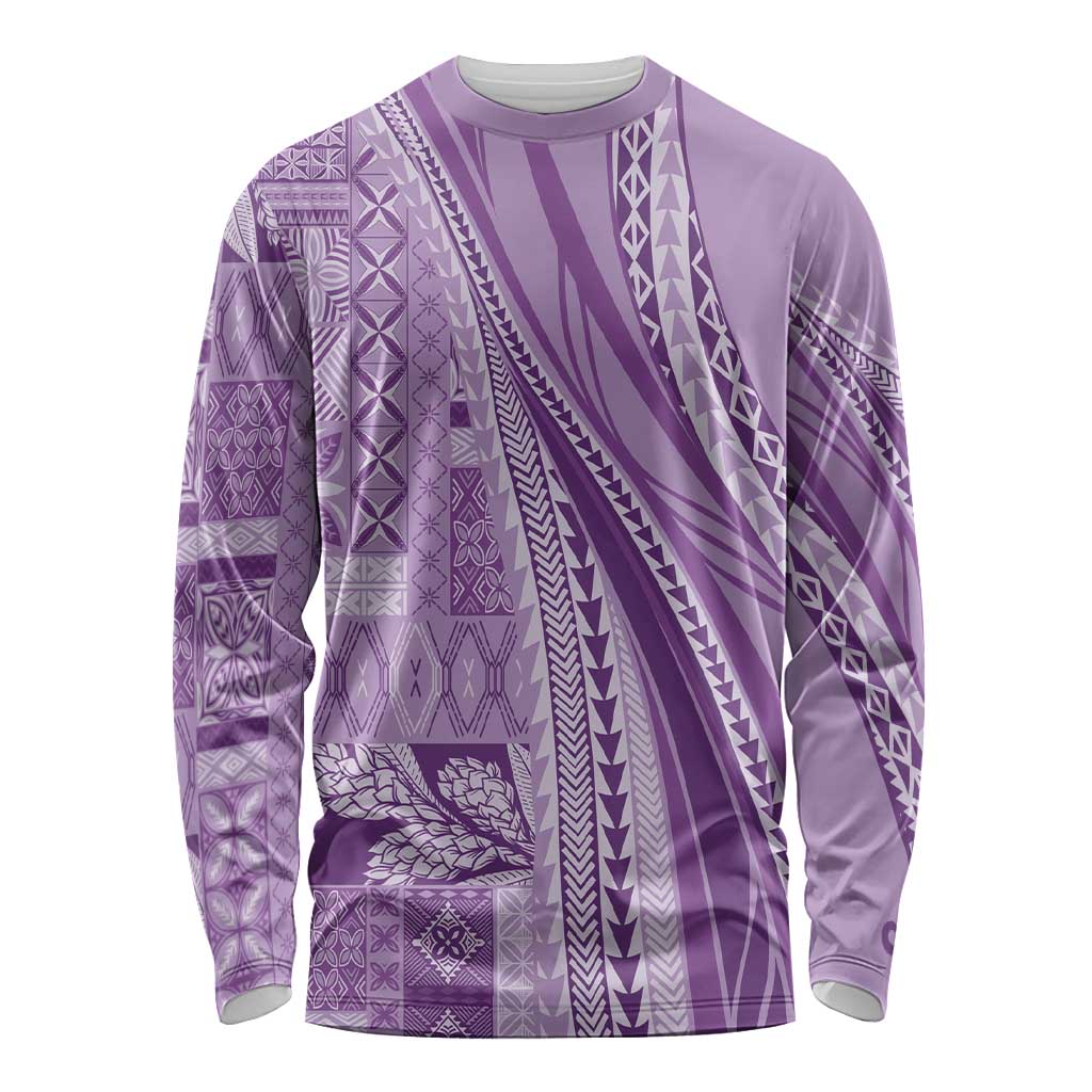Pasifika Women's Day - Samoa Siapo Malu Tattoo Inspired Long Sleeve Shirt Lavender