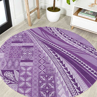 Pasifika Women's Day - Samoa Siapo Malu Tattoo Inspired Round Carpet Lavender