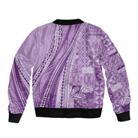 Pasifika Women's Day - Samoa Siapo Malu Tattoo Inspired Sleeve Zip Bomber Jacket Lavender