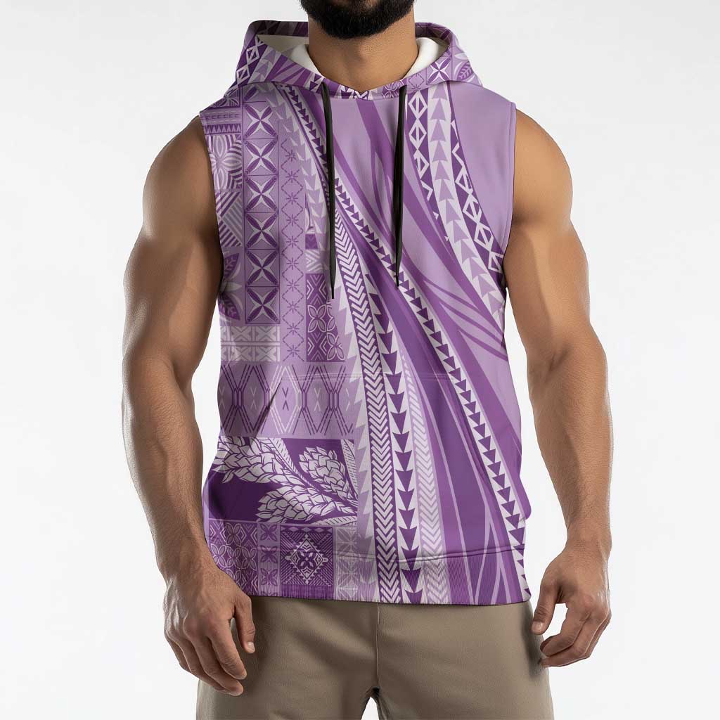Pasifika Women's Day - Samoa Siapo Malu Tattoo Inspired Sleeveless Hoodie Lavender