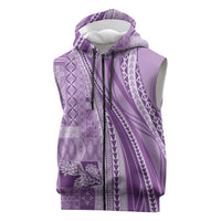 Pasifika Women's Day - Samoa Siapo Malu Tattoo Inspired Sleeveless Zip Hoodie Lavender