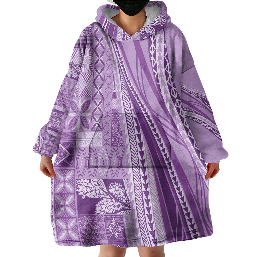 Pasifika Women's Day - Samoa Siapo Malu Tattoo Inspired Wearable Blanket Hoodie Lavender
