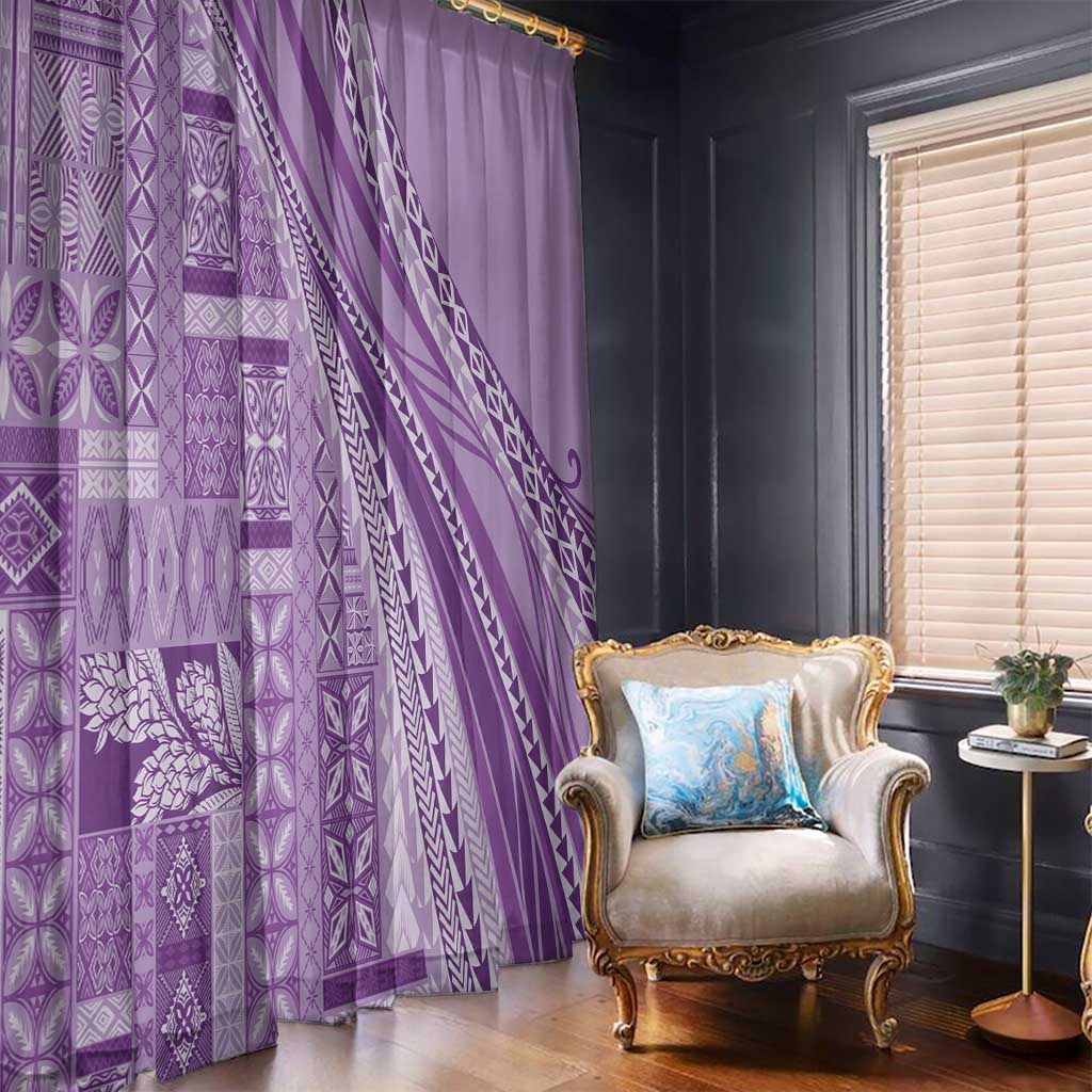 Pasifika Women's Day - Samoa Siapo Malu Tattoo Inspired Window Curtain Lavender