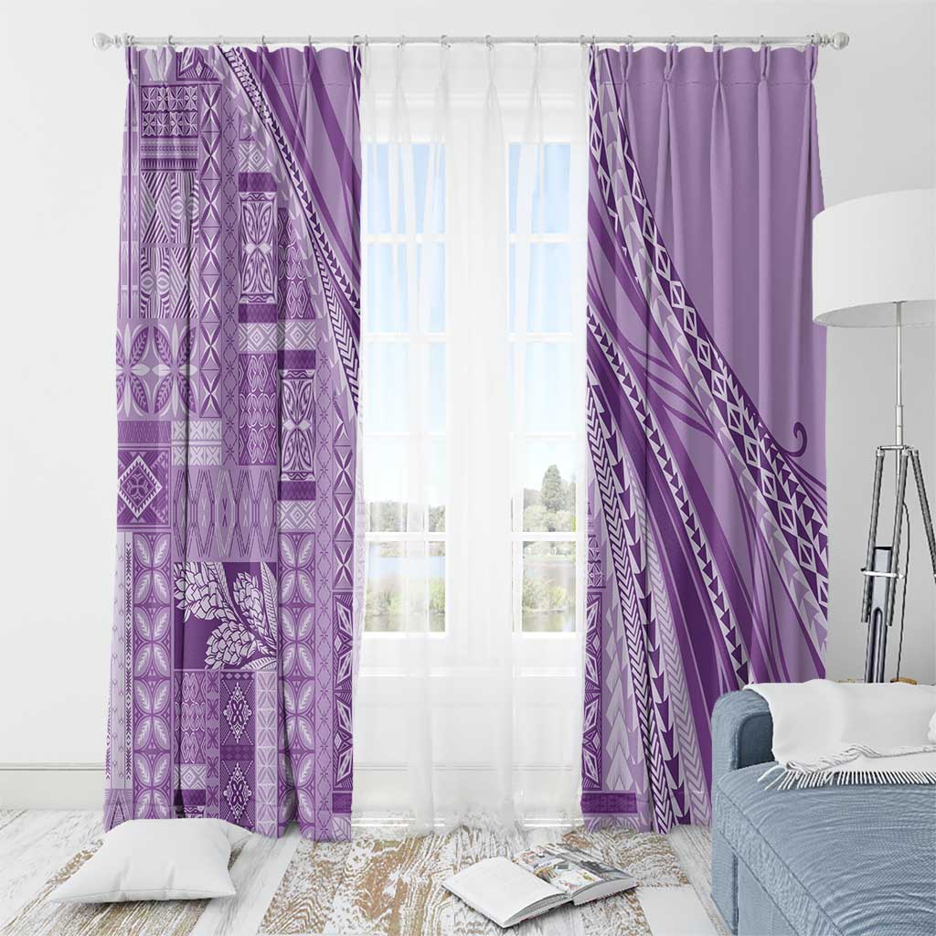 Pasifika Women's Day - Samoa Siapo Malu Tattoo Inspired Window Curtain Lavender