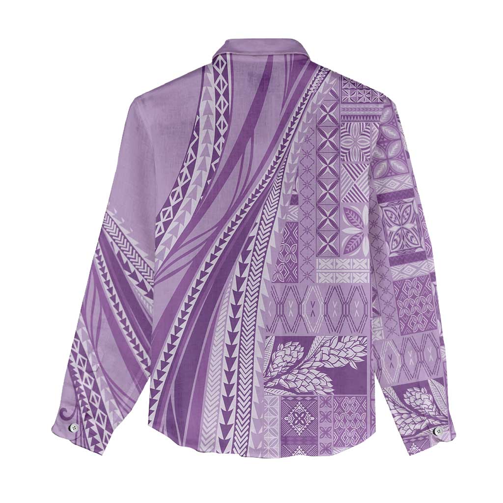 Pasifika Women's Day - Samoa Siapo Malu Tattoo Inspired Women Casual Shirt Lavender