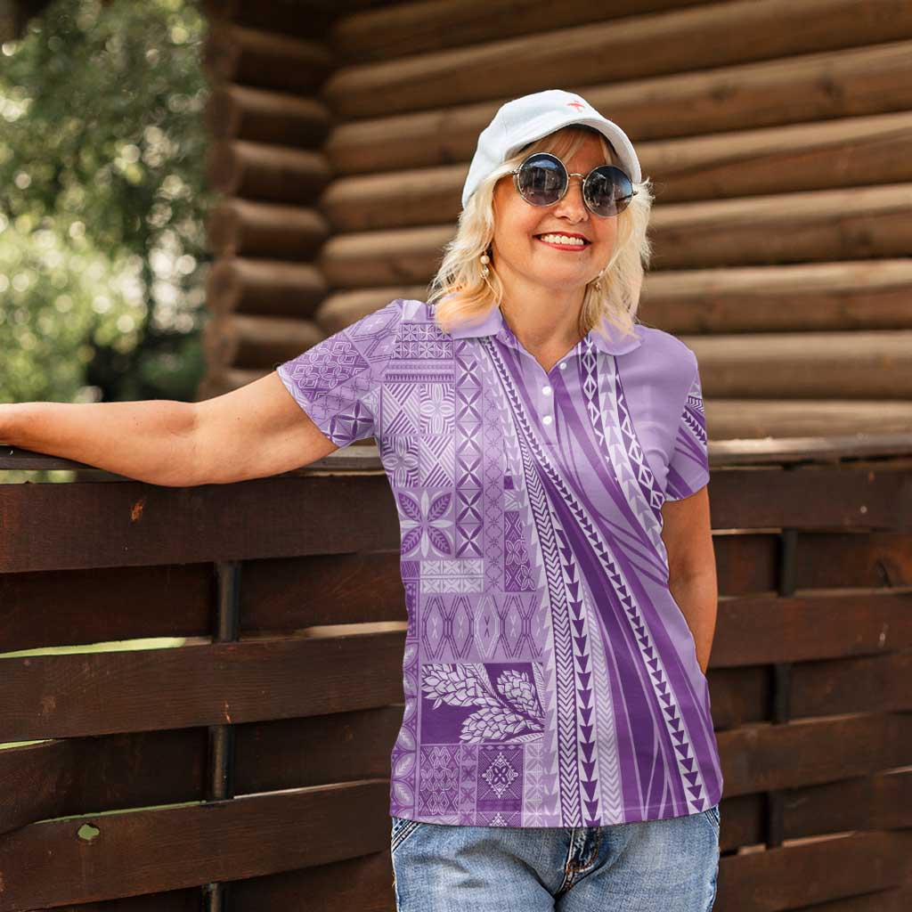 Pasifika Women's Day - Samoa Siapo Malu Tattoo Inspired Women Polo Shirt Lavender