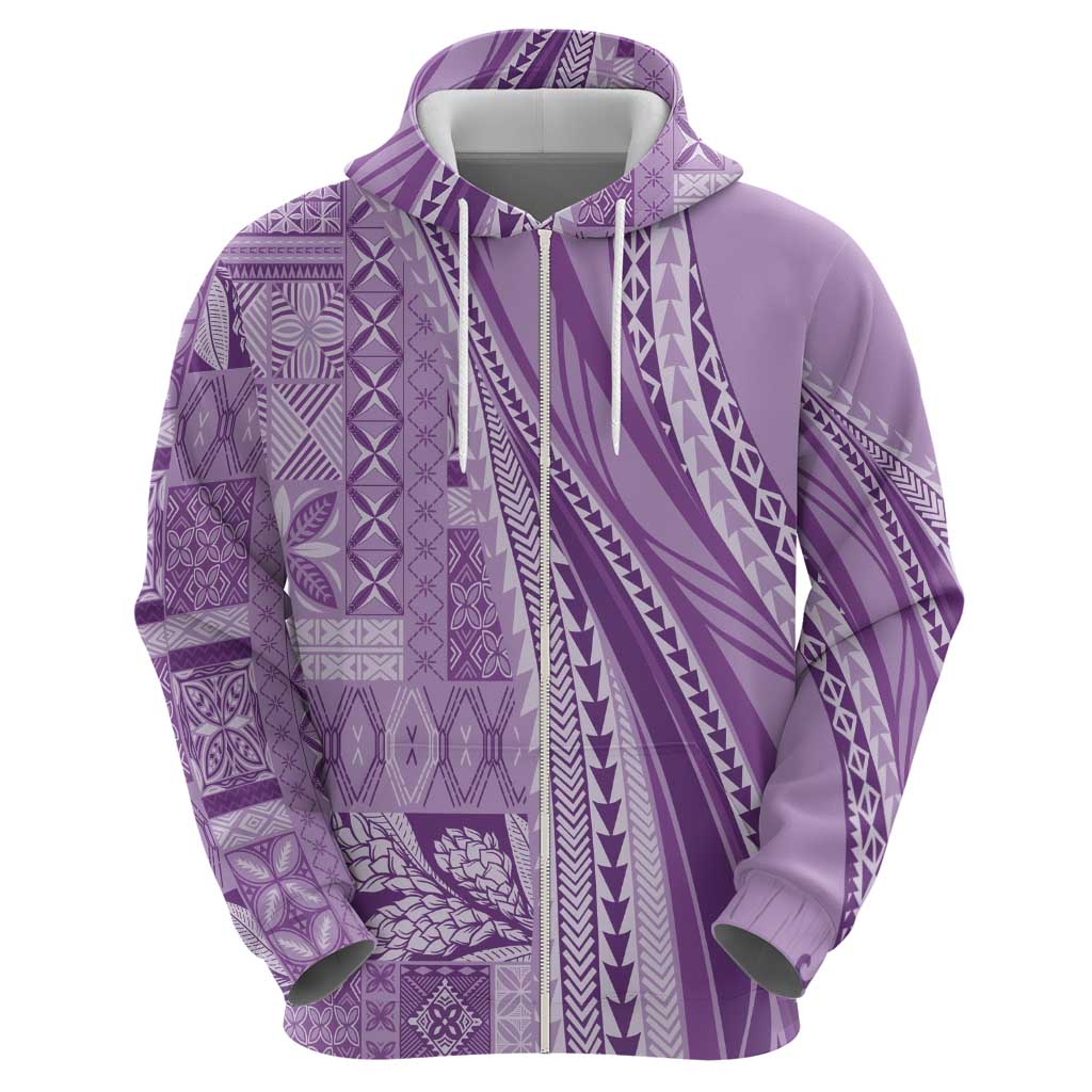 Pasifika Women's Day - Samoa Siapo Malu Tattoo Inspired Zip Hoodie Lavender