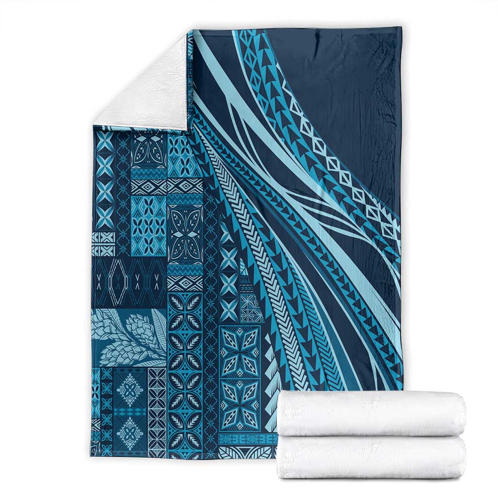 Pasifika Women's Day - Samoa Siapo Malu Tattoo Inspired Blanket Navy Blue
