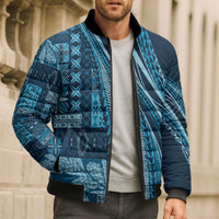 Pasifika Women's Day - Samoa Siapo Malu Tattoo Inspired Bomber Puffer Jacket Navy Blue