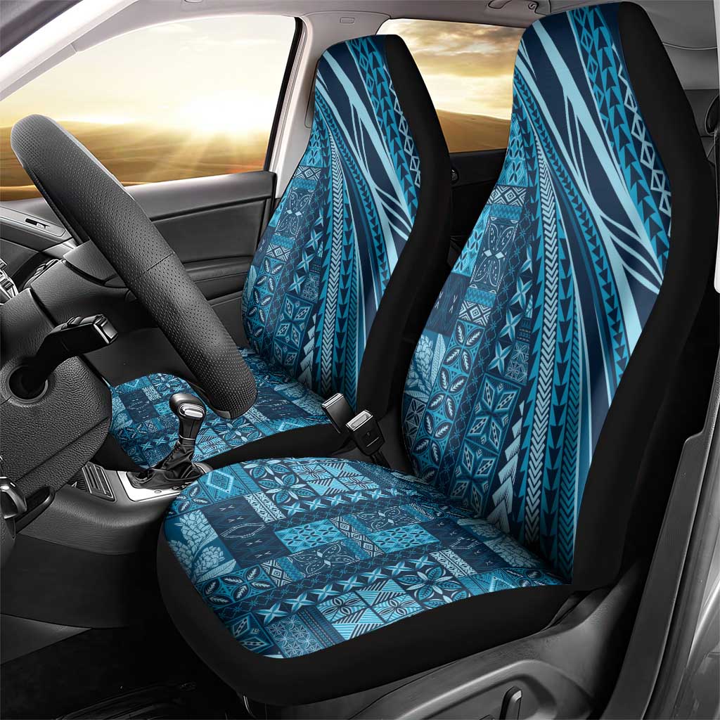 Pasifika Women's Day - Samoa Siapo Malu Tattoo Inspired Car Seat Cover Navy Blue