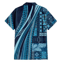 Pasifika Women's Day - Samoa Siapo Malu Tattoo Inspired Family Matching Off Shoulder Maxi Dress and Hawaiian Shirt Navy Blue LT7 - Polynesian Pride