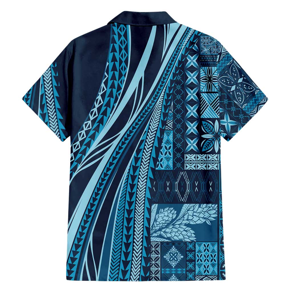Pasifika Women's Day - Samoa Siapo Malu Tattoo Inspired Family Matching Tank Maxi Dress and Hawaiian Shirt Navy Blue LT7 - Polynesian Pride