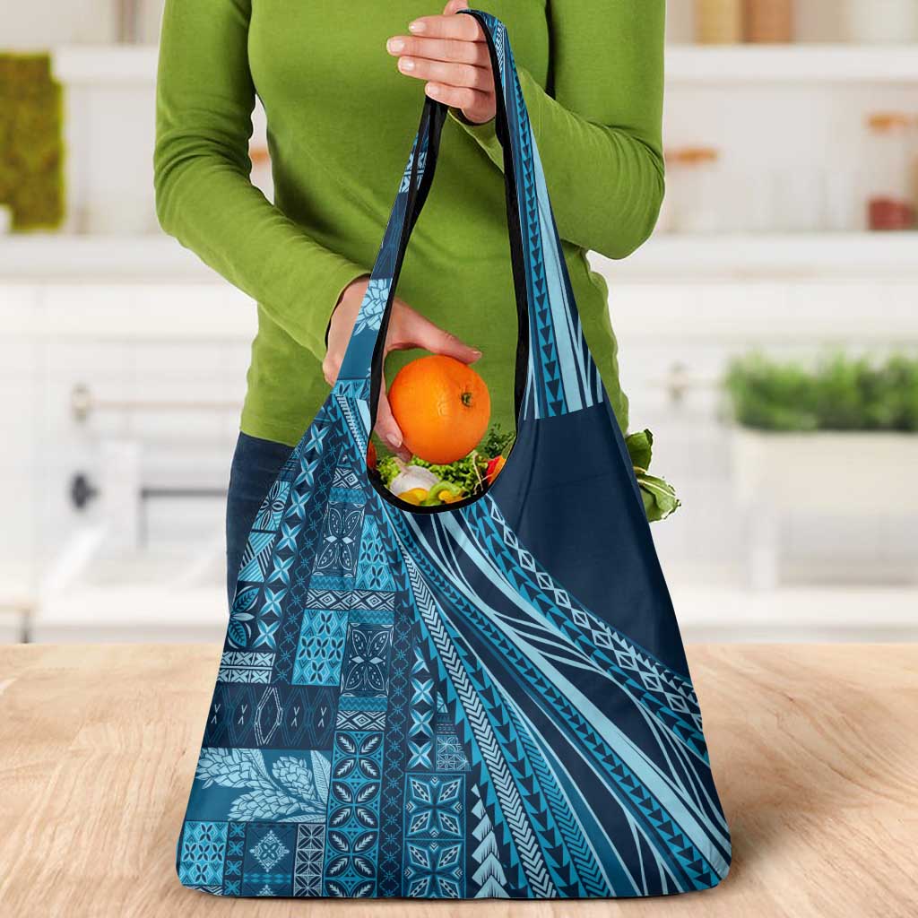 Pasifika Women's Day - Samoa Siapo Malu Tattoo Inspired Grocery Bag Navy Blue