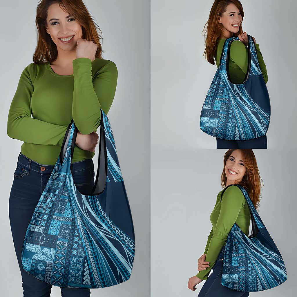 Pasifika Women's Day - Samoa Siapo Malu Tattoo Inspired Grocery Bag Navy Blue