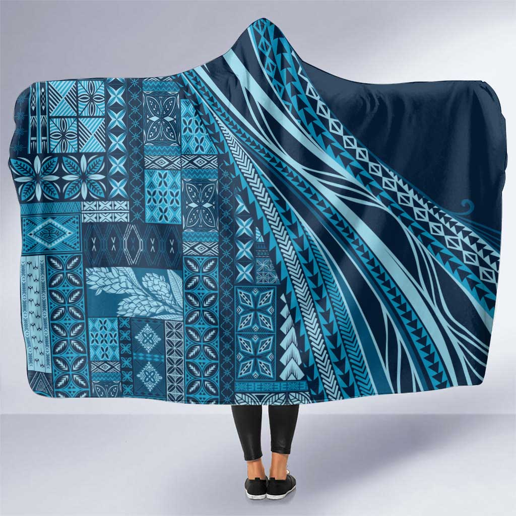 Pasifika Women's Day - Samoa Siapo Malu Tattoo Inspired Hooded Blanket Navy Blue
