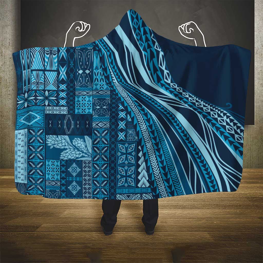 Pasifika Women's Day - Samoa Siapo Malu Tattoo Inspired Hooded Blanket Navy Blue