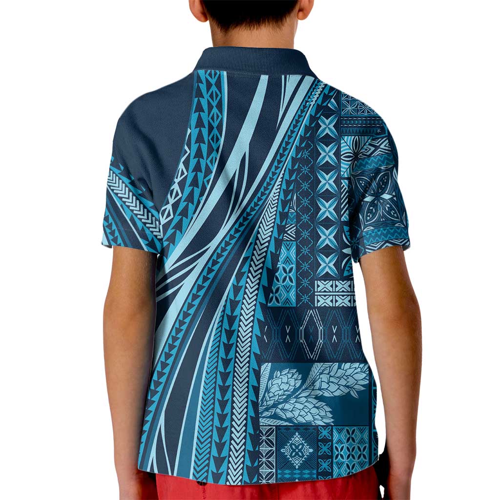 Pasifika Women's Day - Samoa Siapo Malu Tattoo Inspired Kid Polo Shirt Navy Blue