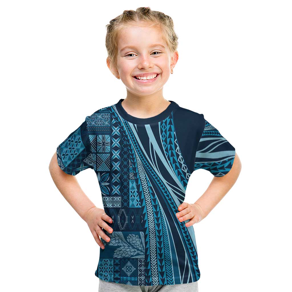 Pasifika Women's Day - Samoa Siapo Malu Tattoo Inspired Kid T Shirt Navy Blue