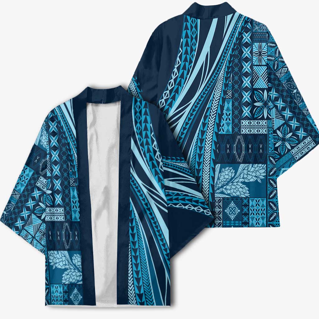Pasifika Women's Day - Samoa Siapo Malu Tattoo Inspired Kimono Navy Blue