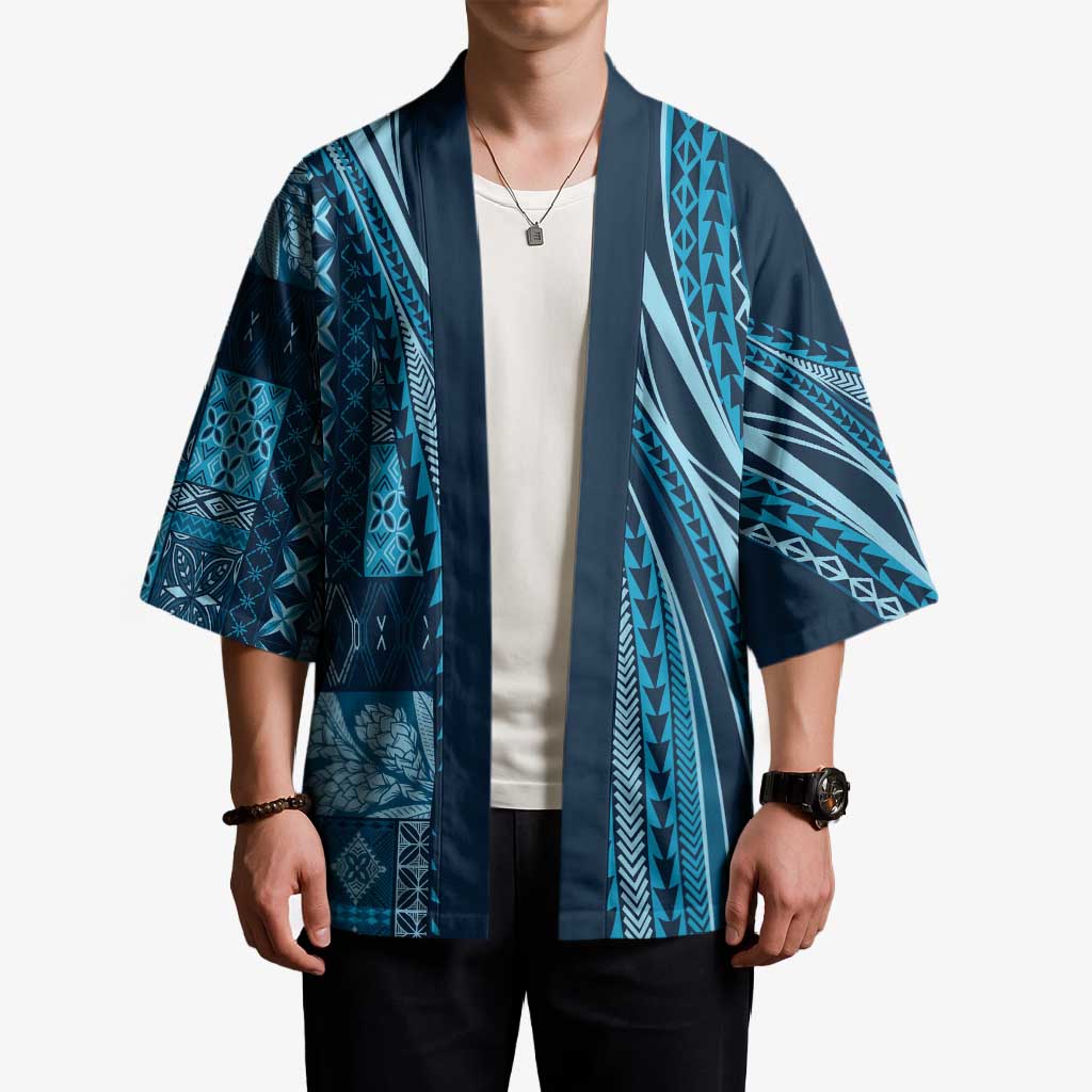 Pasifika Women's Day - Samoa Siapo Malu Tattoo Inspired Kimono Navy Blue